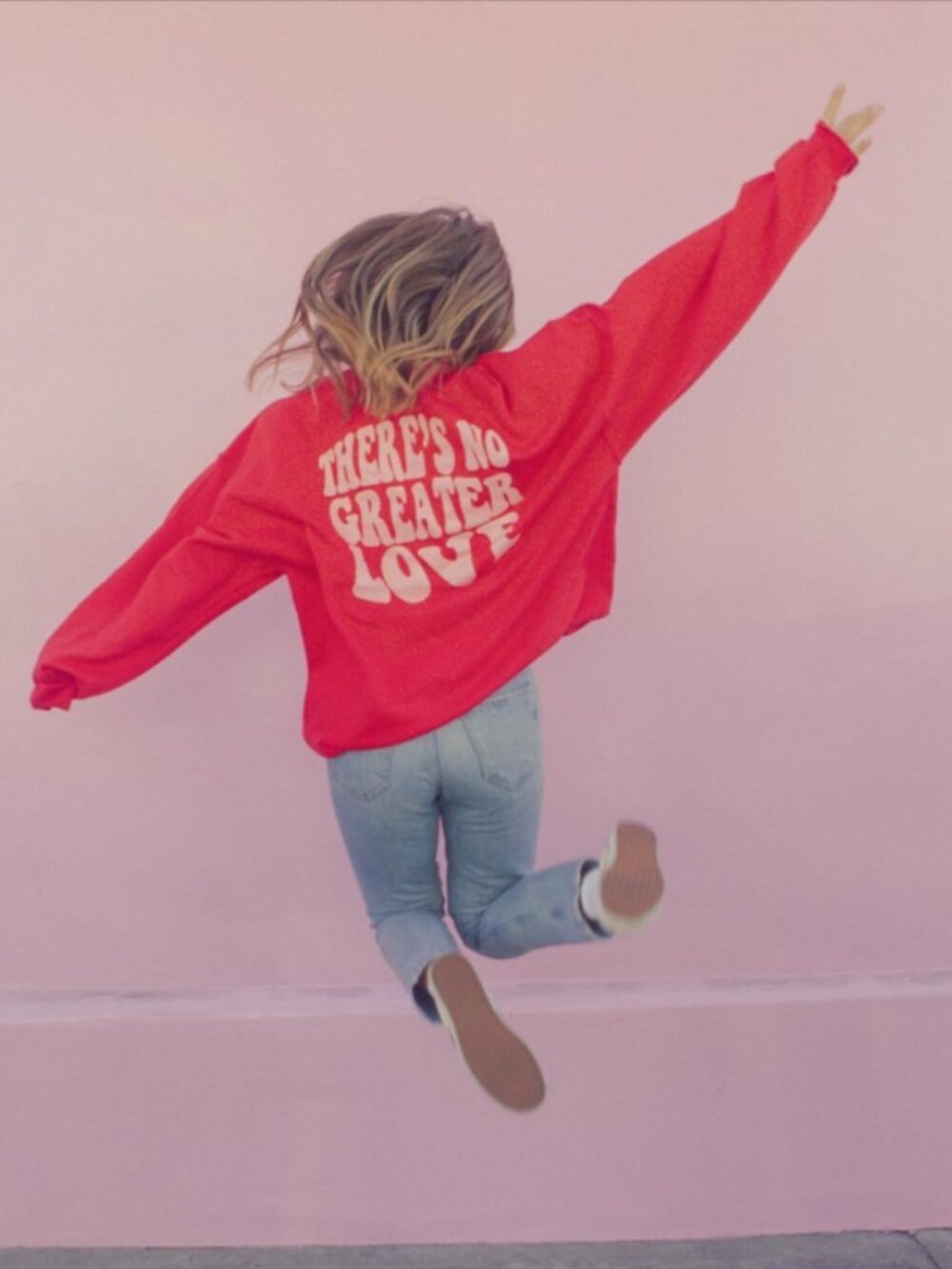 For the Girl "There's No Greater Love" Red Crewneck